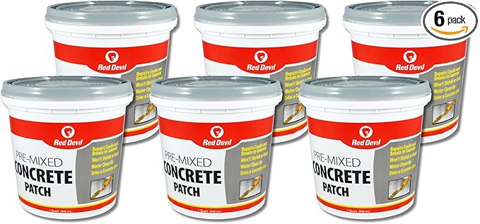 Red Devil 0644 Pre-Mixed Concrete Patch, 1 Quart, Pack of 6, Gray, 6 Pack, Made in USA