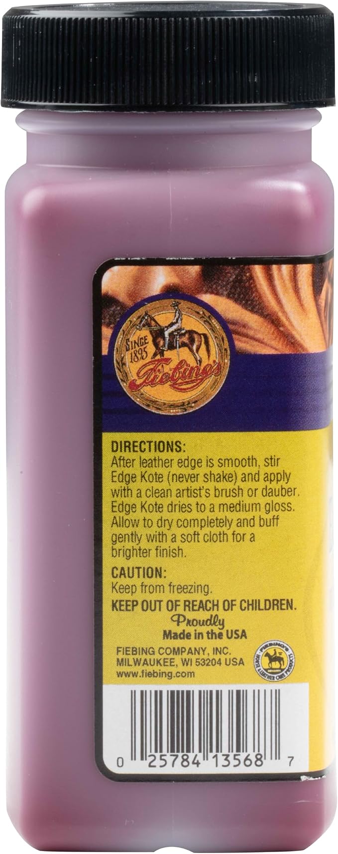 Fiebing's Edge Kote Leather Paint (4oz) - Edge Paint for Shoes, Furniture, Purses - Flexible, Water Resistant, Semi Gloss Color Coating Leather Dye to Protect Natural Edges (Red)