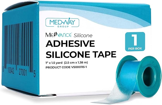 MedVance Silicone Tape Medical, Perforated Surgical Tape Sensitive Skin, Waterproof Tape for Skin, Medical Tape for Wound Care, Eyelash Tape, Gentle Skin Tape, 1" Width (1 Pack, 54 Inches)