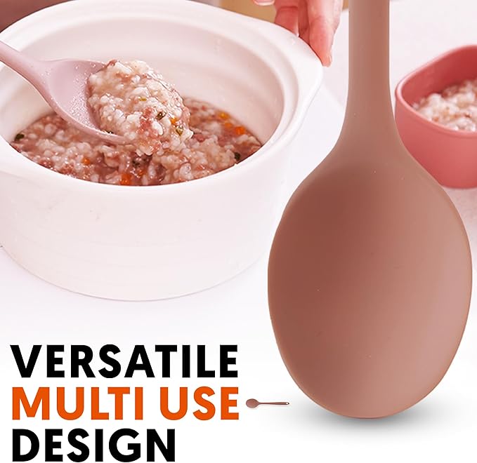 Multi Platinum Silicone Cooking Spoon for Baking, Scraping & Mixing, 100% Food Grade Colorful Silicone Kitchen & Serving Utensils, Heat Resistant, Non-Stick Cookware - 11.4 inch Dry Rose