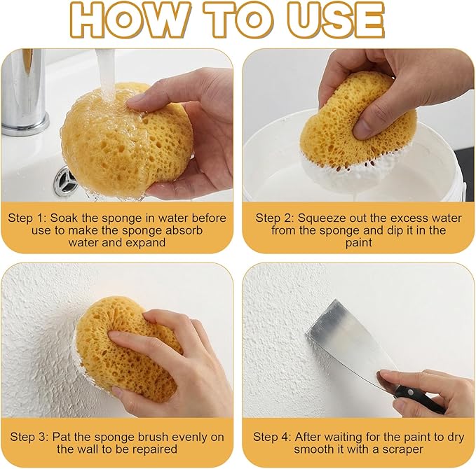Molain 4 PCS Knockdown Texture Sponge, Orange Peel Texture Sponges for Patch Repair Ceiling Drywall Wall Knockdown Texture Tool Clay sponges for Pottery Cleaning