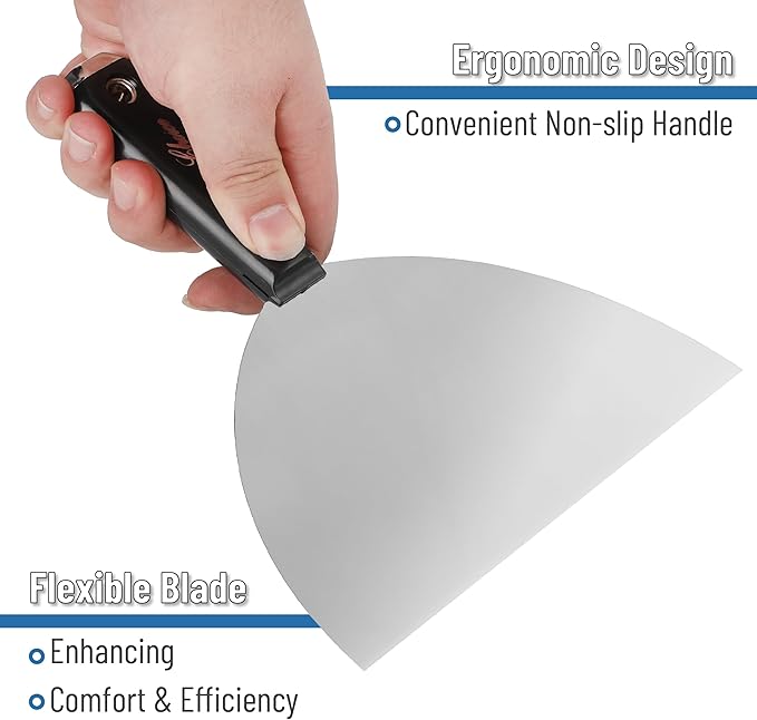 Bates- Putty Knife, 8 Inch, Plastic Handle, Carbon Steel, Flexible, Metal Scraper, Drywall Spackle Knife, Metal Paint Scraper Tool, Putty Knife Scraper, Wall Scraper