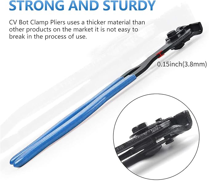22Pcs CV Boot Clamp Pliers Set, CV Joint Ear Clamp Banding Tool, CV Axle Removal Tool, Automotive Hose Axle Plier, 2Pcs Ball Cage Dust Cover, 10 Sets of Adjustable Single Lug Ball Cage Clamps (Blue)