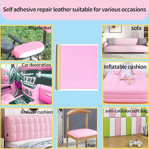 Aglzyoply Large Leather repair patch, Self-adhesive Fabric sofa tape, Redecorating, Subsidy for car seat, furniture, vinyl chair, cabinet, wall. (17.7x78.8 inch, pink)