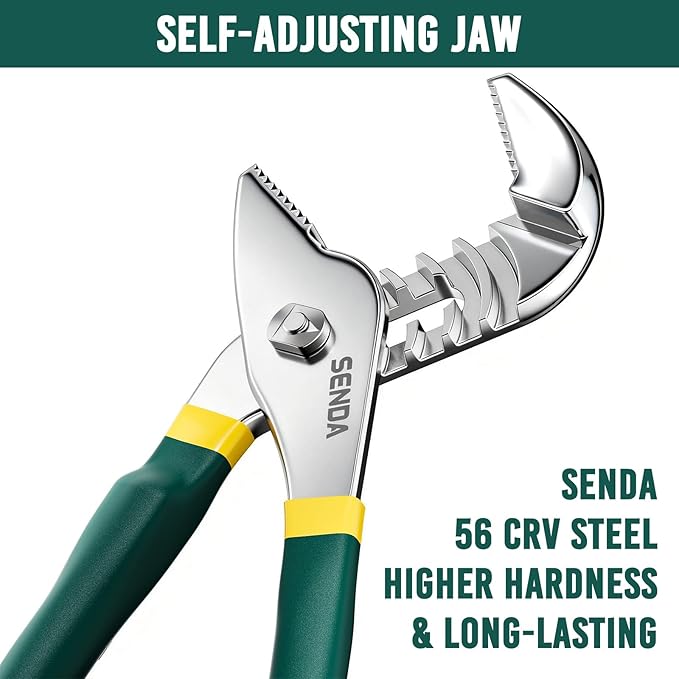 SENDA 10-Inch Groove Joint Pliers, 6 Jaw Positions Adjustable Tongue and Groove Water Pump Pliers, Premium CRV Steel Heavy Duty Tool for Plumbing, Home & Industrial Repair