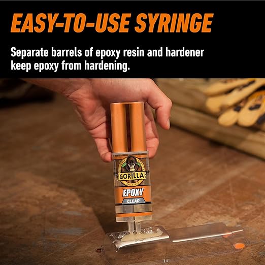 Gorilla 2 Part Epoxy, Clear Epoxy, 0.85 Ounce Syringe (Pack of 2) - 5 Minute Set, Incredibly Strong Bonding