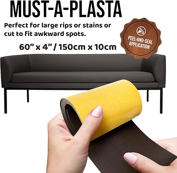 MASTAPLASTA Original Leather Repair Tape - Tan 60" x 4" (150x10cm). Upholstery-Quality. Quick and Easy Leather Repair Patch Self Adhesive for Couch, Leather Patches for Car Seats