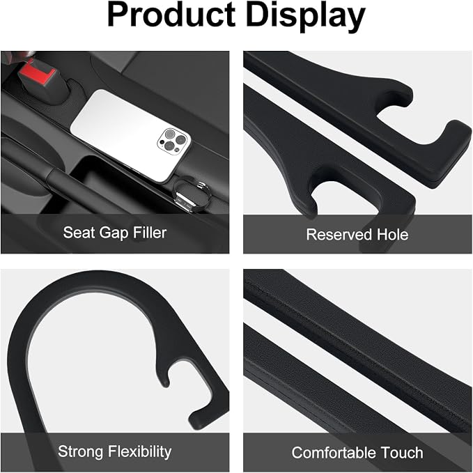 JAGASOL Car Seat Gap Filler, Universal Fits Car SUV Truck PU Leather Crevice Blocker, Between Seat and Center Console, Stops Cellphone Wallet Keys Coins from Dropping, 2 Pack Black