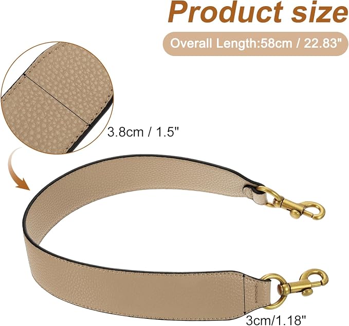 uxcell 22.83 Inch PU Leather Short Bag Strap with Clasp, Purse Handles Handbags Replacement Straps for Clutch Bag Crossbody Underarm Bags, Tawny, Deep Gold Buckle