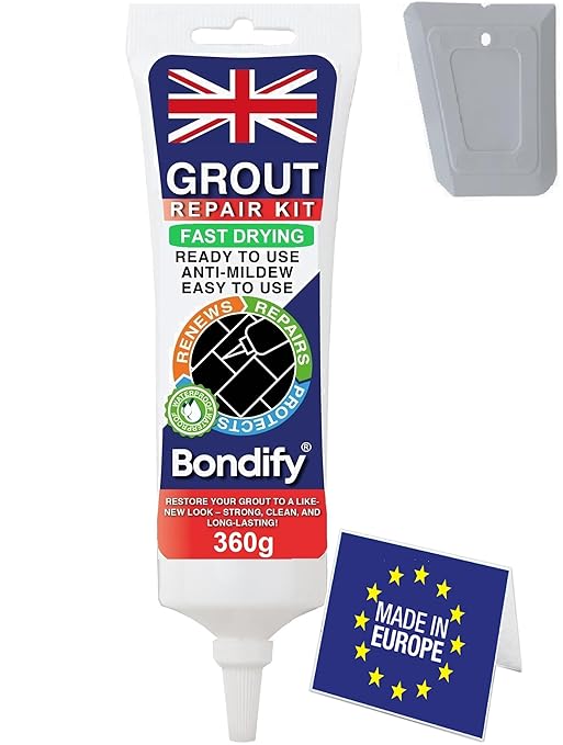 Waterproof Gray Grout Reviver Ready Mixed, 13.4 oz / 380g Fast Drying, Extra Volume Waterproof Grout Repair Kit Gray Tile Grout for Patio, Shower, Bathroom, Window, Quick Drying Gap Filler