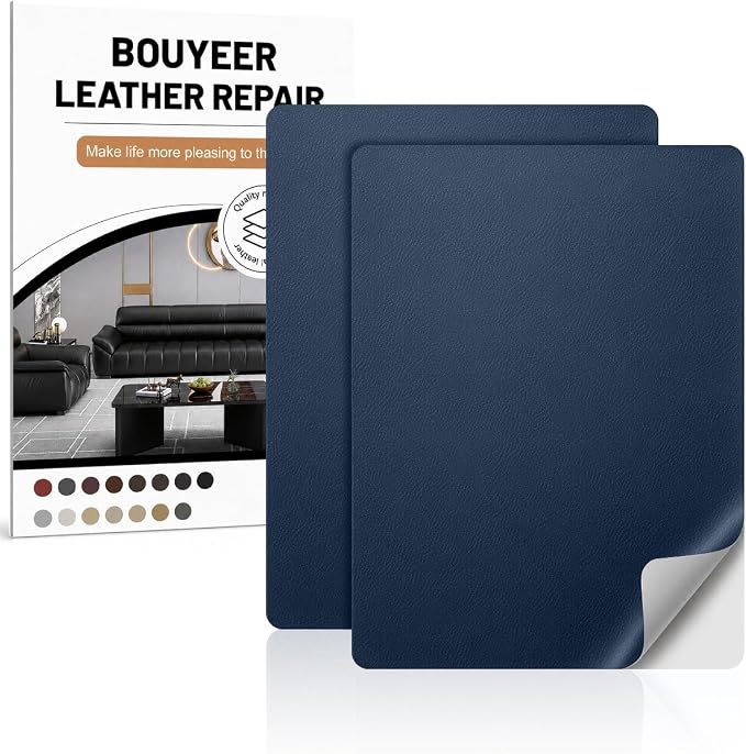 Leather Repair Patch Tape Kit,Self Adhesive Leather Repair for Sofa，Car Seat,Office Chair,Furniture,Jacket,Waterproof Strong Adhesive Vinyl Repair Kit. 8 in x 11 in,Fine Grained Navy Blue
