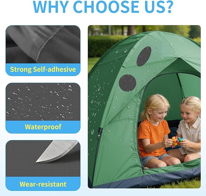 Waterproof Nylon Fabric Repair Tape Tent Repair Kit, 4pcs Outdoor Gear Tenacious Fix Tape, Self-Adhesive Fabric Patches for Clothes, Down Puffer Jacket, Tent, Sleeping Bag, Backpack, Darkgray
