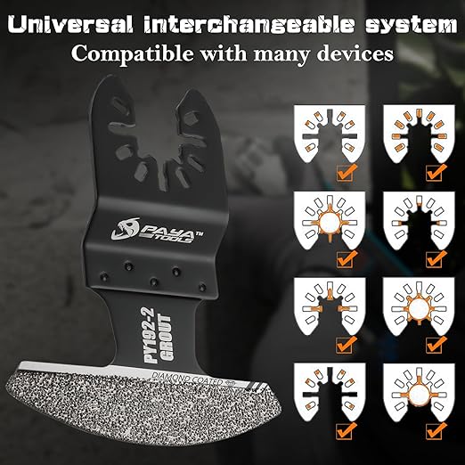 Universal Fit 40-50 Grit Diamond-Grit Edge Oscillating Blade for Grout Removal - 2-3/4" Cutting Width (3-Pack)