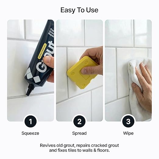 Hemway Light Grey Grout Reviver Kit | Ready Mixed Grout Repair 400g / 210ml with 4 Piece Profiling Tool Kit | Wall & Floor Tile Adhesive, Kitchen Bathroom Shower, Fast Drying