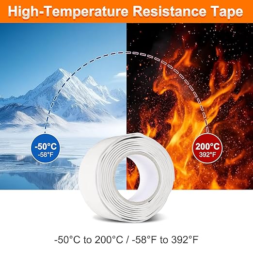uxcell 2 Pcs Self Fusing Silicone Tape, 1" x 3ft Waterproof Water Leak Sealing Tape for Plumbing Pipe Hose Repair Handles, White (0.5mm Thick)