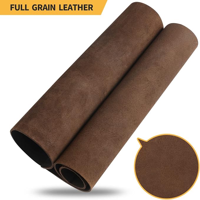 RingSun 12''X24'' Genuine Leather Sheets for Crafts (2mm), Full Grain Leather for Tooling Craft Sewing(Black Coffee)