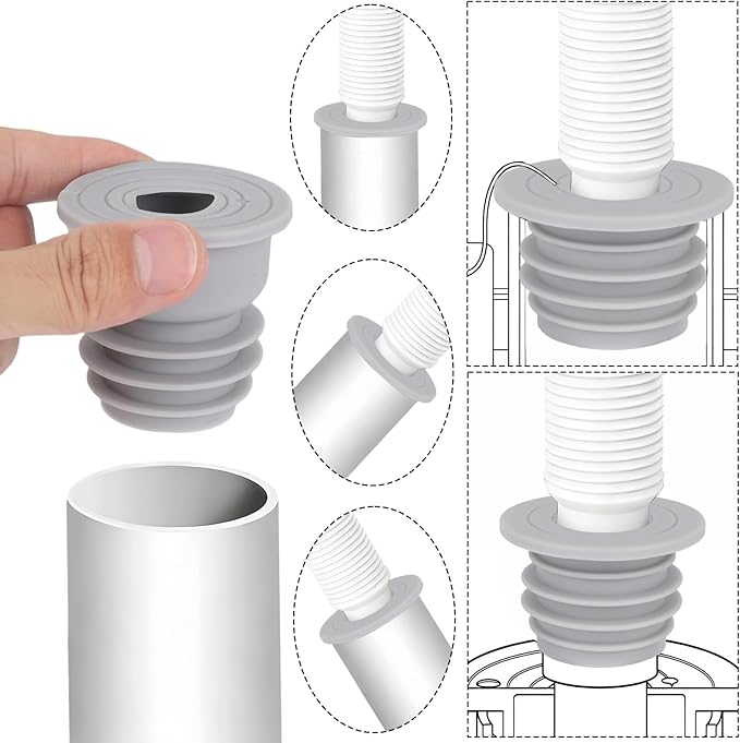 3pcs Washing Machine Drain Hose Seal, Silicone Washer Pipe Cover Plug Hose Adapter Sewer Drain Seal for Kitchen Sink Floor Pipe Bathroom Drainage Laundry Room