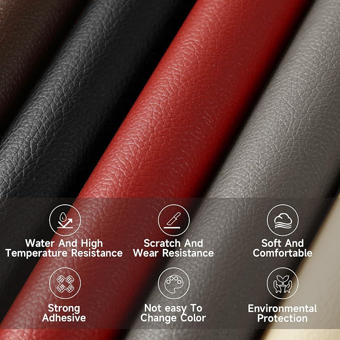 Leather Repair Patch, Self Adhesive Leather Repair, Large Leather Repair Tape for Sofa, Car Seats, Furniture, Cabinets, Chairs, Handbags （Dark Coffee, 16X79 inch)