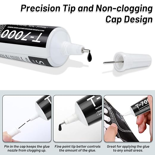 2 x 110ML T 7000 Pone Repair Glue, Multipurpose T-7000 Super Glue Semi Fluid Black Adhesive for Phone Screen Repair, Craft, Wooden, Leather, Shoes, Jewelry Making