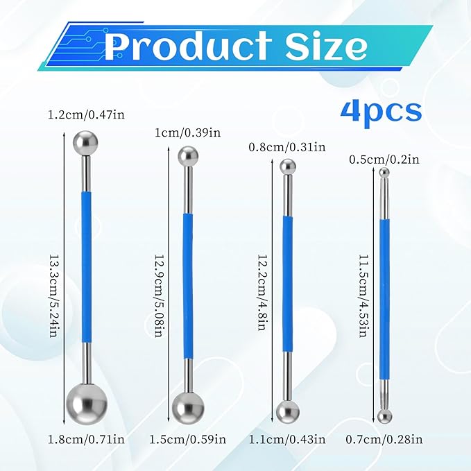 4 Pcs Caulking Ball Tool Kit Tile Floor Ball Ending Tiling Tool Joint Grout Repair Concrete Countertop Caulking Spreader Polymer Clay Tools for Tile Coating Sealant Finishing