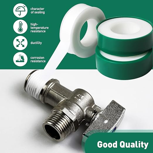3 Roll Plumbers Tape, Teflon Water Pipe Sealing Tape, High-Density Thickening and Lengthen, High-Sealing Performance Waterproof Duct, Thread Seal, L 590 in x W 0.51 in. White