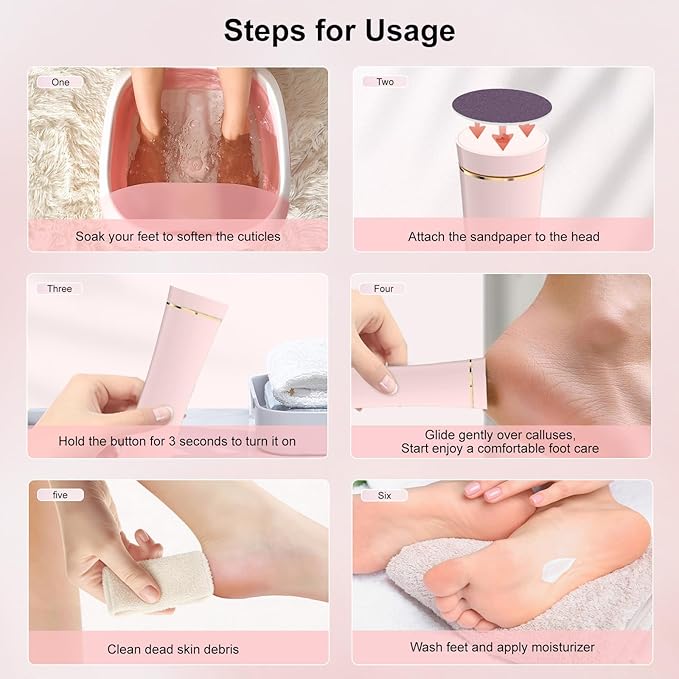 2026 Upgrade Electric Foot Callus Remover, Ergonomic Foot File with 3 Speeds, Rechargeable, 20 Disposable Sandpaper Discs, Professional Pedicure Tool for Dead Skin & Calluses - Beige ﻿