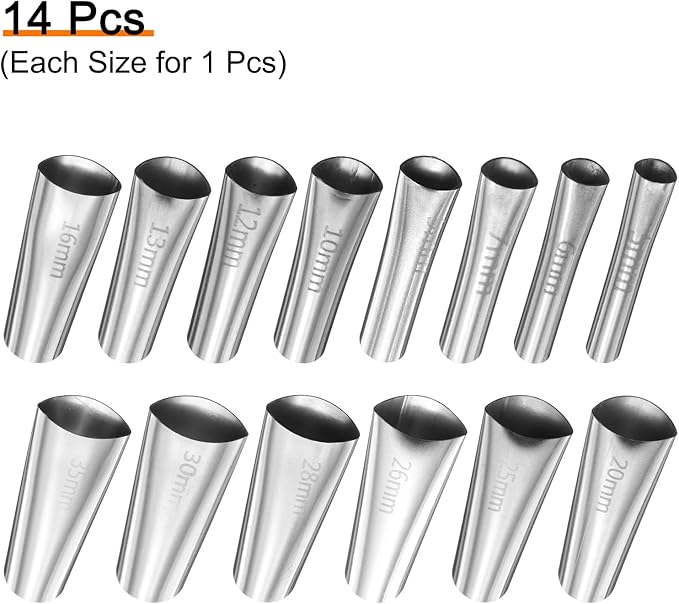 HARFINGTON 14pcs Caulking Nozzle Applicator 5-35mm Caulking Finisher Kit Stainless Steel Sealant Finishing Tool Kit Reusable Caulk Nozzle for Kitchen Bathroom Windows