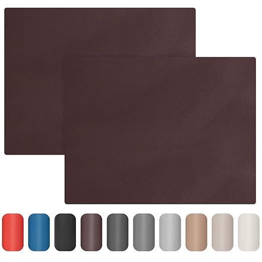 Leather Repair Patch 8x11 inch 2 Pcs, Self Adhesive Vinyl Repair Patch Kit, Leather Patches for Furniture, Couches, Car Seats, Cabinets, Wall, Handbags - Dark Brown #2