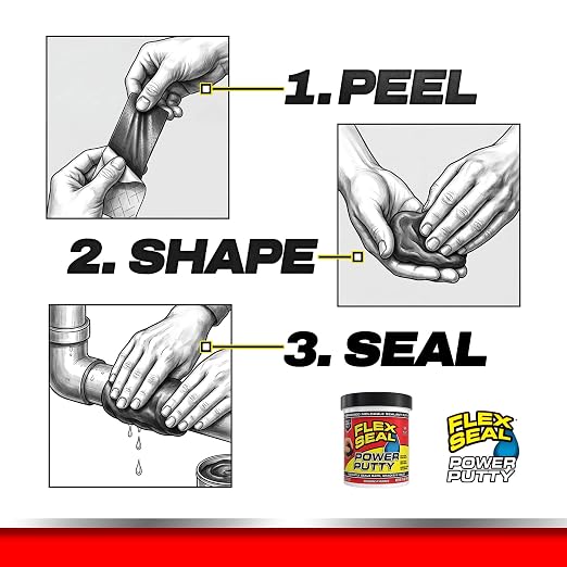 Flex Seal Power Putty, Moldable Waterproof Rubberized Sealant, Instantly Fills Gaps, Cracks, or Holes, Removable Reusable, Works Underwater, Pipes, Marine, Auto, RV, Metal, Plastic, Wood, White 16 oz