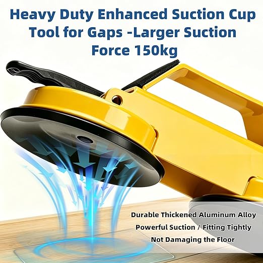 Floor Gap Fixer Tool Enhanced Suction Cup 45°Striking Surface Floor Laminate Flooring Tools with Suction Cup and Mallets and 6pcs Sticky Pads Slot Cutter for Vinyl Flooring Repair Tool (Yellow)