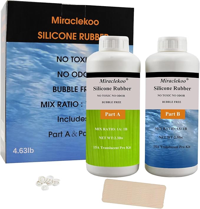 72oz Silicone Mold Making Kit 15A Platinum Liquid Silicone Rubber, Flexible, Translucent