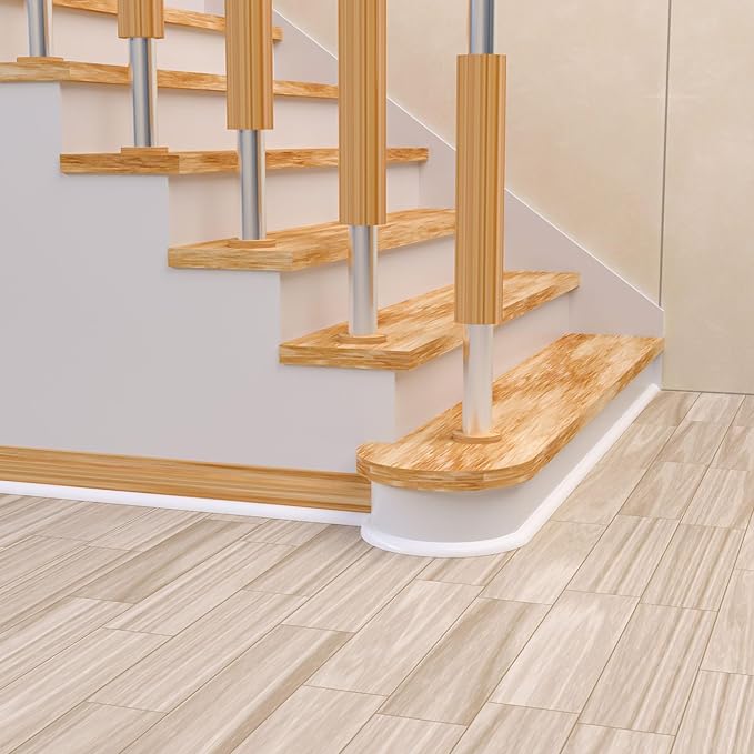Flexible Quarter Round Molding, Mini Peel and Stick Rubber Trim Molding for Wall Edge Floor Corner,Staircase Cabinet Tub Edge (White, 78Inch)
