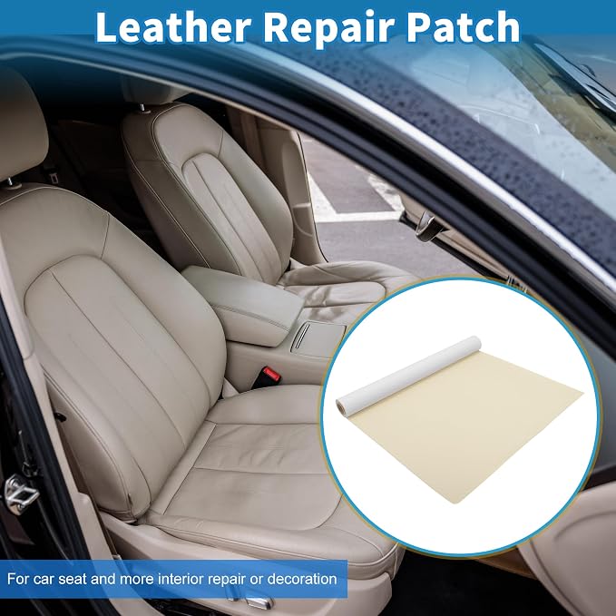 Self Adhesive Leather Repair Patch Strong Stickiness 60"x16" Leather Repair Tape PU Leather Beige White 1 Pcs
