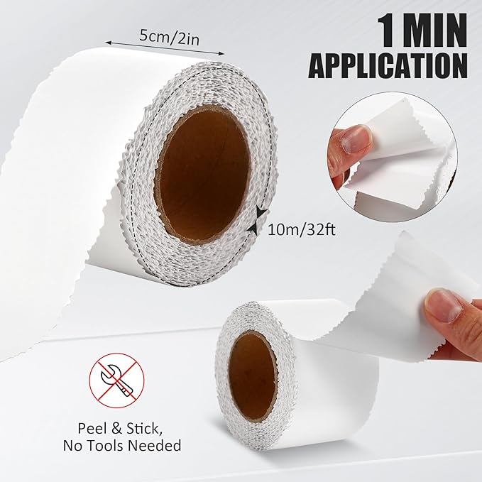 Tape Serrated Edge for Drywall Patch Joint Repair- High Adhesion, Easy Tear Wall Repair Tape(2in*32ft, White)