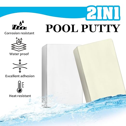 Pool Putty - 2 Part Epoxy Pool Putty for Leaks Underwater or Above, 10oz Pool Leak Sealer for Fixing Leaks, Cracks, Epoxy Pool Repair Kit for Tile, Concrete, Fiberglass, Cement and Other Surfaces