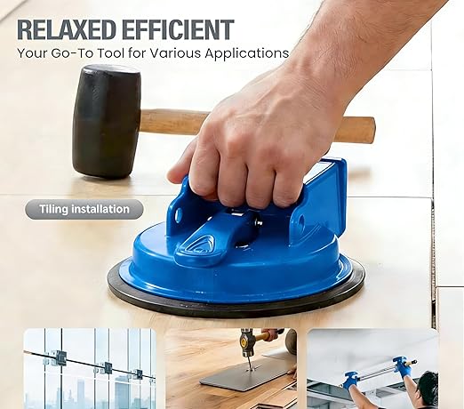 Floor Gap Fixer Tool, Cast Aluminum, Heavy Duty Flooring Repair Kit with Vacuum Suction Cup for Laminate, Vinyl, Wood and Tile Floors (Blue)