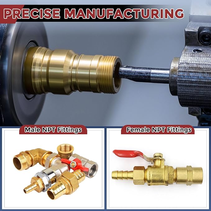 Pack of 12 Brass Hose Barb Fittings 1/4" Hose Barb to 1/4" NPT Male Fittings with 12pcs Stainless Steel Hose Clamps for Home Machines, Massage Bathtubs, and Irrigation Systems