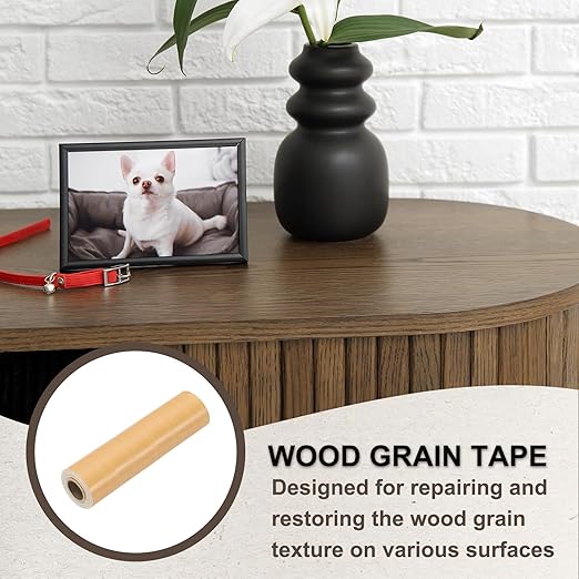 PATIKIL Wood Grain Tape 12" x 32 ft, Self-Adhesive Wood Texture Repair Tape Realistic Wooden Effect Patch for Furniture Cabinets Floor Walls, Cherry