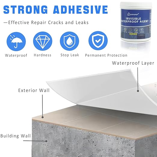 Invisible Waterproof Sealant, Liquid Waterproof Agent Transparent Repairing Leak Water Proof Adhesive for Roof & Walls (1, Kilograms)