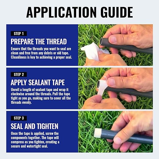 High Density PTFE Plumbers Tape for Shower Head, Faucet, and Water line Connections - Food Safe, White, 1/2" Width, 460" Length - Thread Sealant to Stop Water leaks