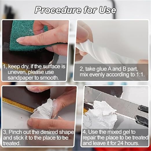 Heavy-Duty Iron Mud Adhesive for Repairs, Plastic Steel Repair Mud Iron Adhesive, Heavy Duty Waterproof Sealant Mastic for Metal Pipes, PVC Pipes, Wall Holes, Ceramics (Gray)