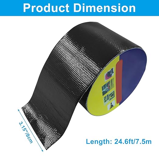 Waterproof Repair Tape, UV-Proof Multi-Surface Instant Seal Patch Repair for RV Awning, Boat Cover, Tent, Tarp & Canvas (3 Inch x 24.6FT, Black)