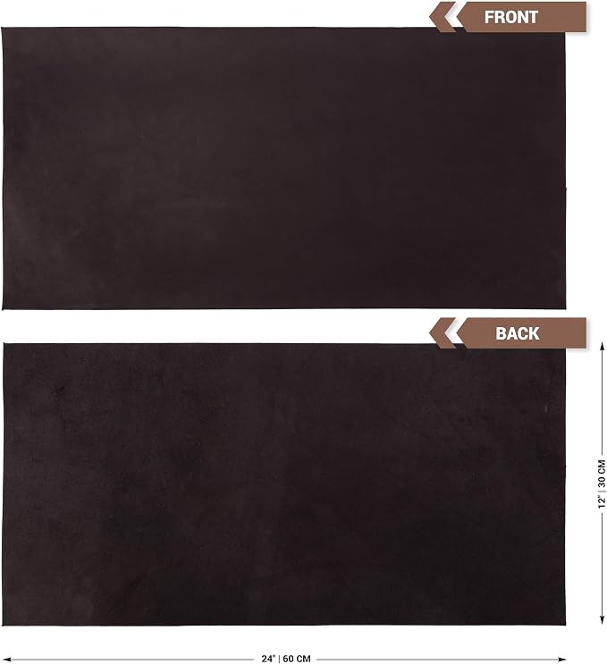Shkira 12''X24'' Premium Crazy Horse Genuine Black Leather Sheets for Crafts - Leather Square - 2.0MM Thick Genuine - Thick Cowhide Leather Pieces Square - Leather Sheet for Crafts