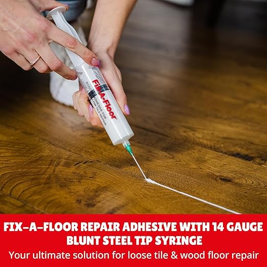 The Original Fix-A-Floor Loose Tile Repair Adhesive with Syringe - Tile, Porcelain, Ceramic, Marble, Stone & Wood Floor Repair Adhesive - Pack of 2