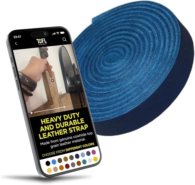 Leather Strap for Crafts & Jewelry | 72 Long × 5/8" Wide × 1/8" Thick (7-8oz) | Genuine Leather Strips for Crafts, Projects or Repairs - Blue | 4-Pack