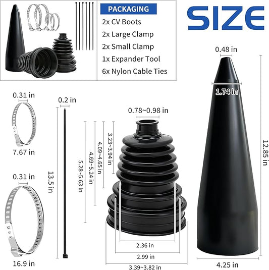 2PCS CV Axle Boot Repair Kit with Expander Tool and Clamps, Split CV Boot Repair Kit for 20-25mm Shafts to Protect Universal CV Joints, fits Select Joint for 2.41" 2.81" 3.43" Calibers