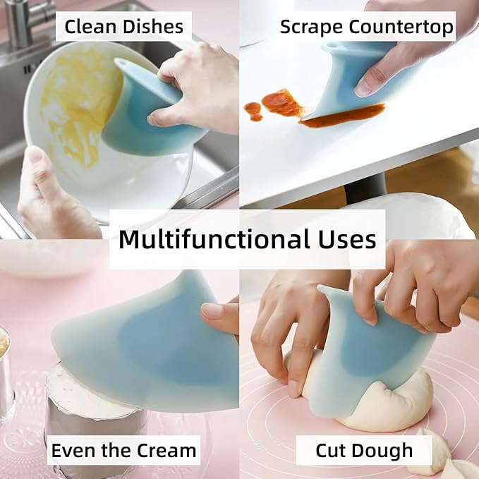 Silicone "Shark Fin" Bowl Scraper & Spatula, Design Award-winning Dough Scraper with Ergonomic Nonslip Handle and Curved Edge, Multifunction Tool for Baking, Cooking and Cleaning, 4.7*0.8*3.9in