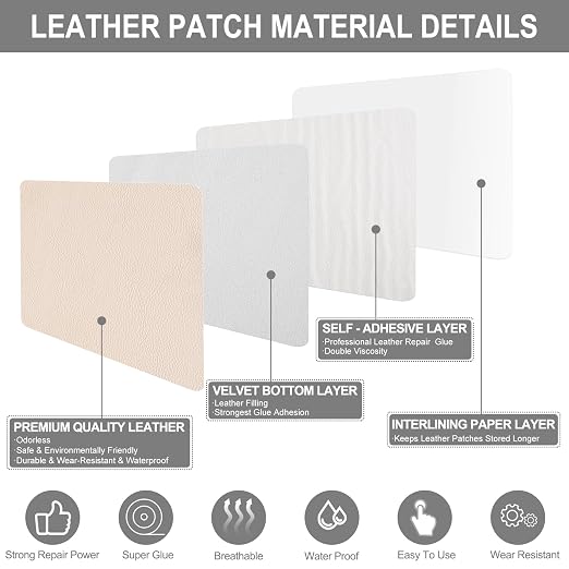 Leather Patches for Furniture,17X79inch Self Adhesive Leather Repair Patch,Leather Repair kit for Furniture, Couch,Car Seat,Motorcycle seat,Loveseat (Beige-Litchi Grain, 17X79 inch)