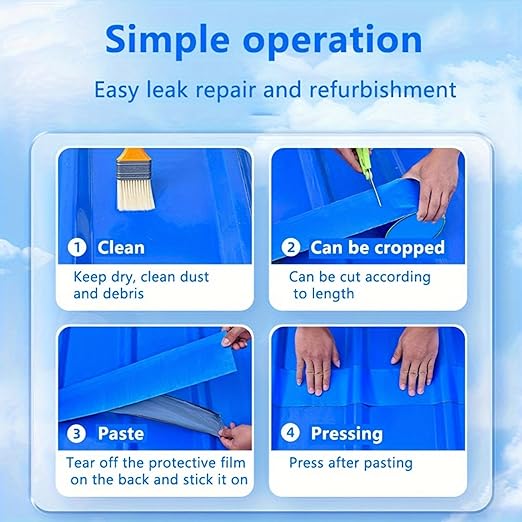 Waterproof Sealant Tape Self Adhesive Rubberized Asphalt Tape for RV Roof Metal Roof Corrugated Roof Leak Repair UV Resistant Heavy Duty Waterproofing Membrane(Blue, 7.874in*196.85in)