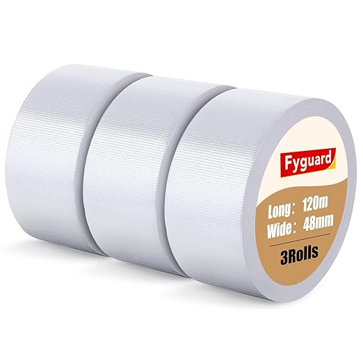 3 Pack White Duct Tape 1.89In × 132Yd Total Heavy Duty Waterproof Tape, 8.26Mil Adhesive Repair Duct Tape for Indoor Outdoor Repair Fixation Reinforcement